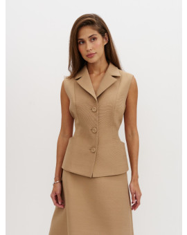 Приталенный жилет из шерсти с шелком