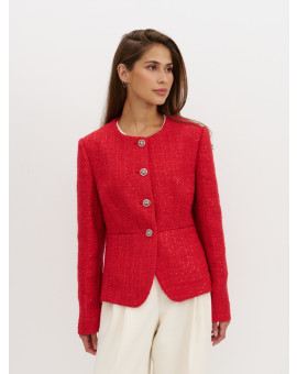 Жакет из тонкого твида алый