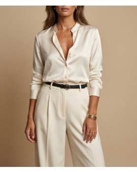 Блуза из шелка с воротником стойкой